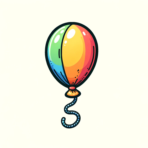 Colorful illustration of a party balloon, symbolizing a vibrant family party planned with Montessori workshops and ChatGPT's guidance.