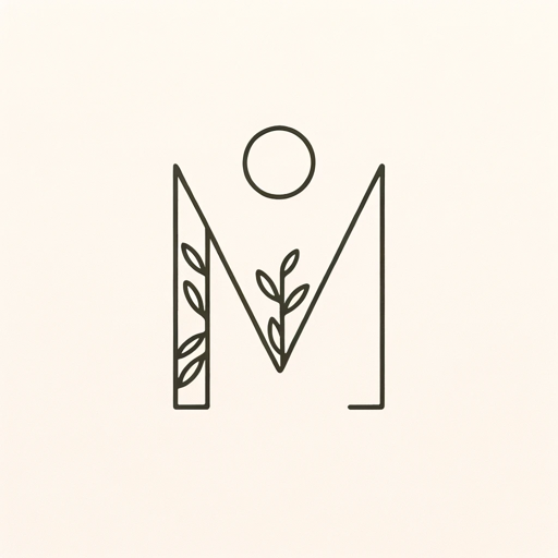 Logo with a stylized letter M, incorporating a circle and leaf motifs, possibly representing Montessori education.