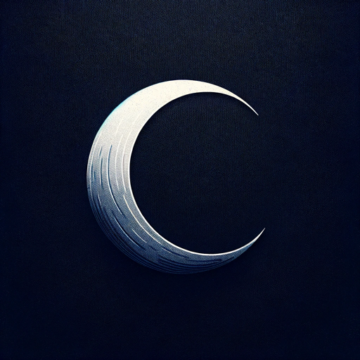 Illustration of a crescent moon against a dark background, symbolizing a Montessori workshop topic on moon phases enhanced by ChatGPT technology.