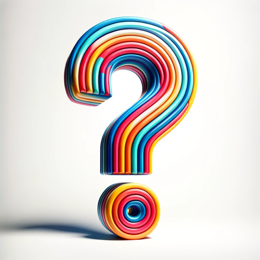 Colorful 3D question mark symbolizing the engaging quizzes at Montessori workshops for families, educators, and teachers, facilitated by ChatGPT.