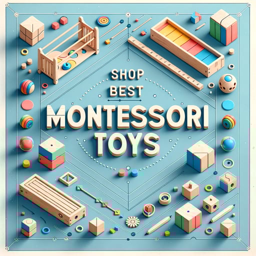 A banner with the text 'Shop Best Montessori Toys' on a pastel background and Montessori toys images
