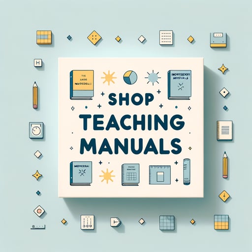 Banner promoting Montessori teaching manuals for Practical Life, Sensorial, Language, and Math, suitable for children aged 3 to 6 years, based on AMI principles.